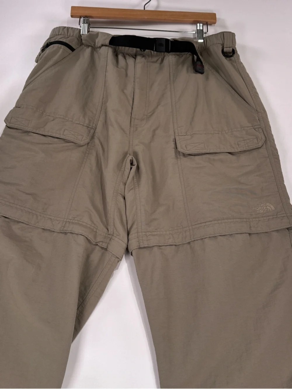 The North Face Convertible Hiking Pants Zip Off Cargo Nylon Khaki XL